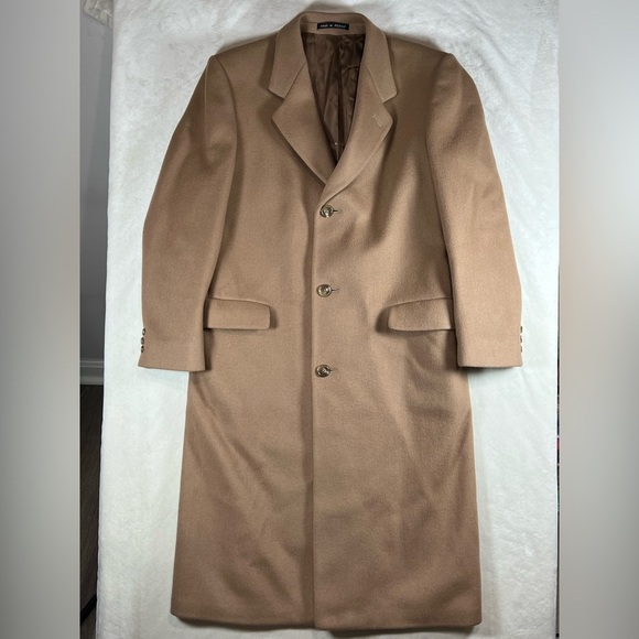 Men’s Hammersley 40R 100% Wool Made in England Classic Soft Elegant Tan Overcoat - Picture 1 of 10